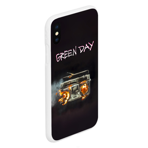 Чехол для iPhone XS Max матовый с принтом Green Day магнитофон в огне, вид сбоку #3
