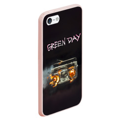 Чехол для iPhone 5/5S матовый Green Day магнитофон в огне - фото 2