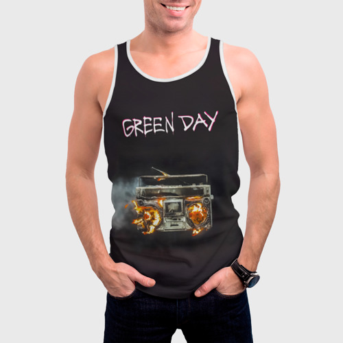 Мужская майка 3D Green Day магнитофон в огне, цвет 3D печать - фото 3