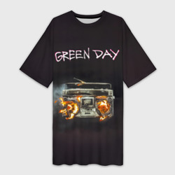 Платье-футболка 3D Green Day магнитофон в огне