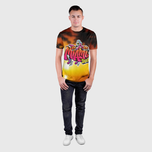 Мужская футболка 3D Slim Miami Beach, цвет 3D печать - фото 4