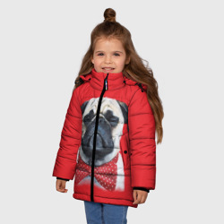 Зимняя куртка для девочек 3D Довольный мопс - фото 2