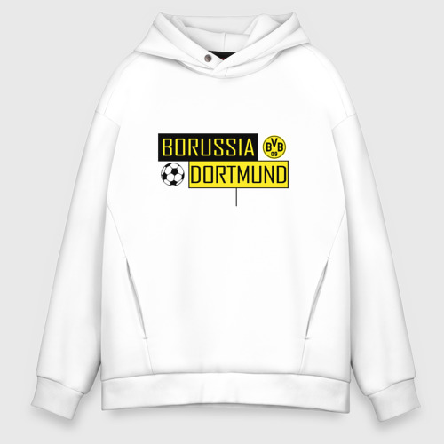 Мужское худи Oversize хлопок Borussia Dortmund - New Design 2018, цвет белый