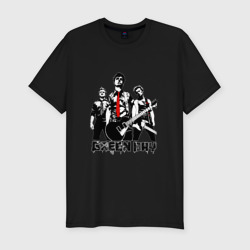 Группа Green Day – Мужская футболка хлопок Slim с принтом купить
