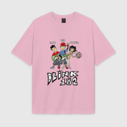 Женская футболка Oversize хлопок texturе Состав группы Blink-182