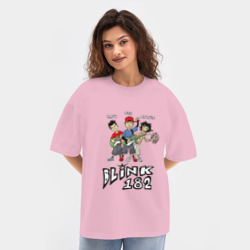 Женская футболка Oversize хлопок texturе Состав группы Blink-182 - фото 2