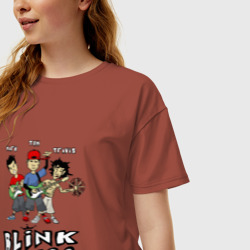 Женская футболка хлопок Oversize Состав группы Blink-182 - фото 2