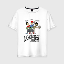 Состав группы Blink-182 – Женская футболка хлопок Oversize с принтом купить со скидкой в -16%