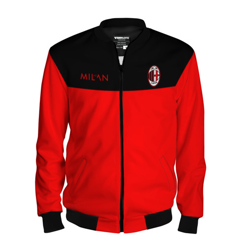 Мужской бомбер 3D AC Milan - Red & Black, цвет черный