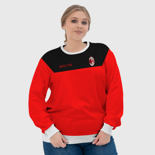 Женский свитшот 3D AC Milan - Red & Black, цвет 3D печать - фото 6