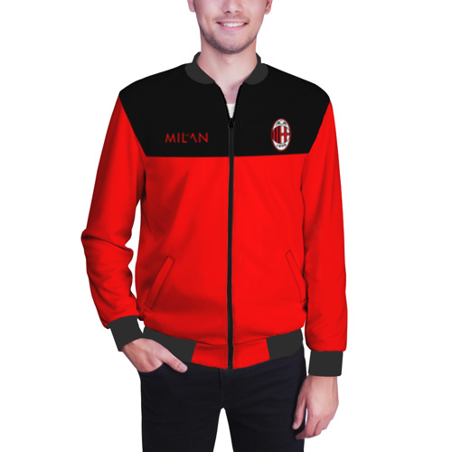 Мужской бомбер 3D AC Milan - Red & Black, цвет черный - фото 3