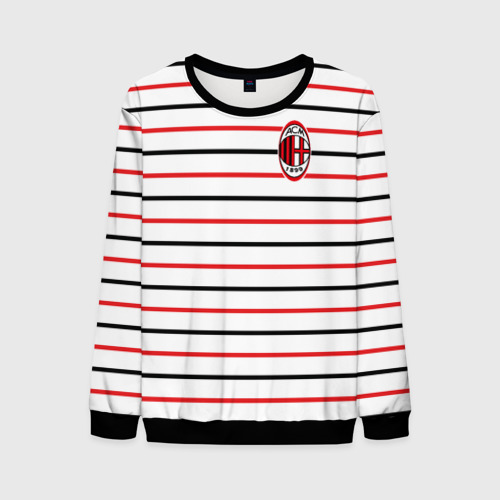 Мужской свитшот 3D AC Milan - Stripe white, цвет черный