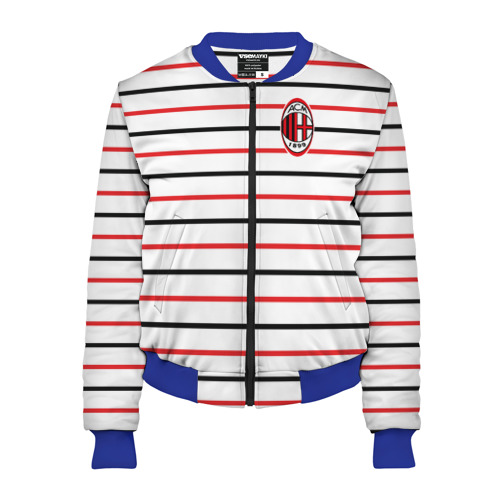 Женский бомбер 3D AC Milan - Stripe white, цвет синий