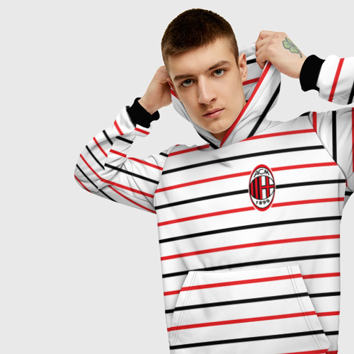 Мужская толстовка 3D AC Milan - Stripe white, цвет черный - фото 5