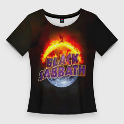 Женская футболка 3D Slim Black Sabbath земля в огне