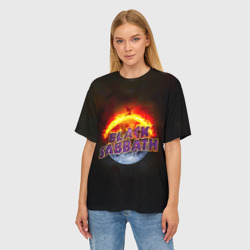 Женская футболка oversize 3D Black Sabbath земля в огне - фото 2