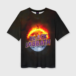 Женская футболка oversize 3D Black Sabbath земля в огне