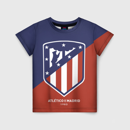 Детская футболка 3D с принтом Атлетико Мадрид, вид спереди #2