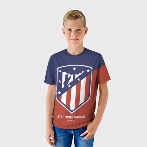 Детская футболка 3D с принтом Атлетико Мадрид, фото на моделе #1