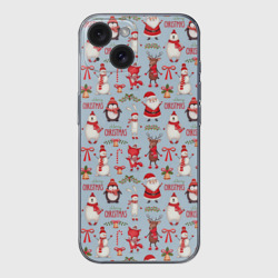 Чехол для iPhone 15 силиконовый с защитой камеры Рождественская Милота
