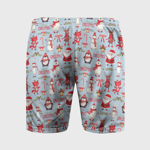 Мужские шорты спортивные с принтом Рождественская Милота, вид сзади #1