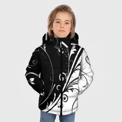 Зимняя куртка для мальчиков 3D Цветочный узор Black & White - фото 2