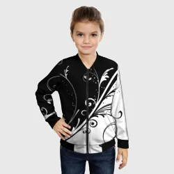 Детский бомбер 3D Цветочный узор Black & White - фото 2