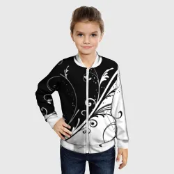 Детский бомбер 3D Цветочный узор Black & White - фото 2
