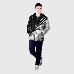 Мужская куртка 3D Цветочный узор Black & White - фото 2