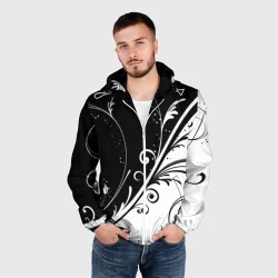 Мужская ветровка 3D Цветочный узор Black & White - фото 2