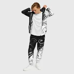 Мужской костюм 3D Цветочный узор Black & White - фото 2