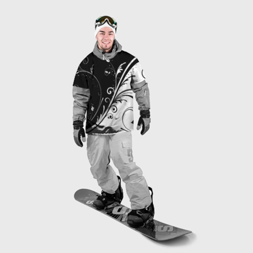 Накидка на куртку 3D Цветочный узор Black & White
