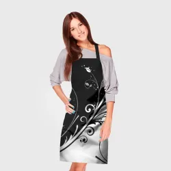 Фартук 3D Цветочный узор Black & White - фото 2