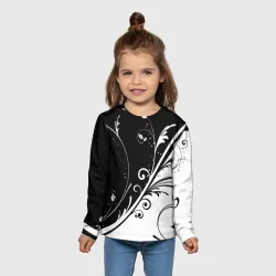 Детский лонгслив 3D Цветочный узор Black & White - фото 2