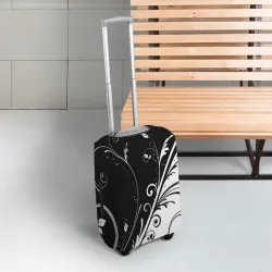 Чехол для чемодана 3D Цветочный узор Black & White - фото 2