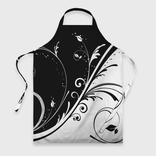 Фартук 3D Цветочный узор Black & White