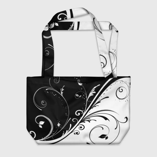 Пляжная сумка 3D Цветочный узор Black & White