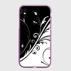 Чехол для iPhone XS Max матовый Цветочный узор Black & White