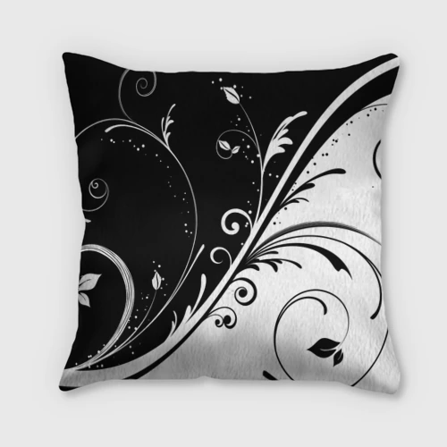 Подушка 3D Цветочный узор Black & White