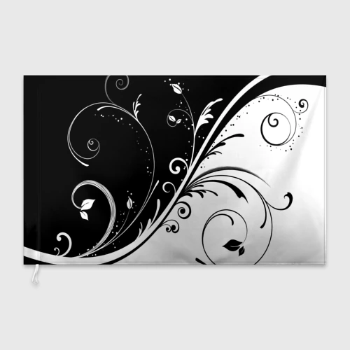 Флаг 3D Цветочный узор Black & White