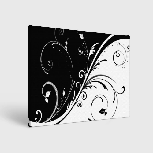 Холст прямоугольный Цветочный узор Black & White