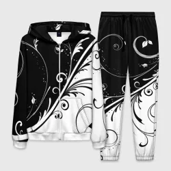 Мужской костюм 3D Цветочный узор Black & White
