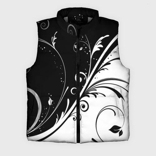 Мужской жилет утепленный 3D Цветочный узор Black & White
