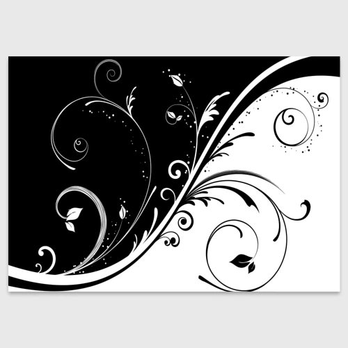 Поздравительная открытка Цветочный узор Black & White