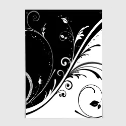 Постер Цветочный узор Black & White
