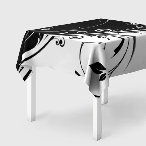 Скатерть 3D Цветочный узор Black & White
