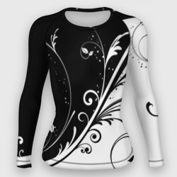 Женский рашгард 3D Цветочный узор Black & White
