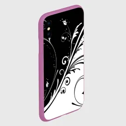 Чехол для iPhone XS Max матовый Цветочный узор Black & White - фото 2