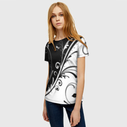 Женская футболка 3D Цветочный узор Black & White - фото 2