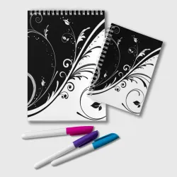 Блокнот Цветочный узор Black & White